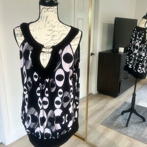 Topia Black and White Geometric Tank Top